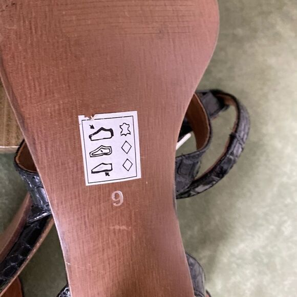 #90 CREVO Kaitlyn 80Snakeskin Black Chunky Heel Sandals - Picture 10 of 11